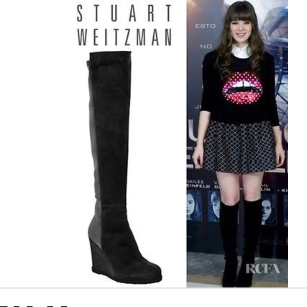 Stuart Weitzman over-the-knee suede wedge boots